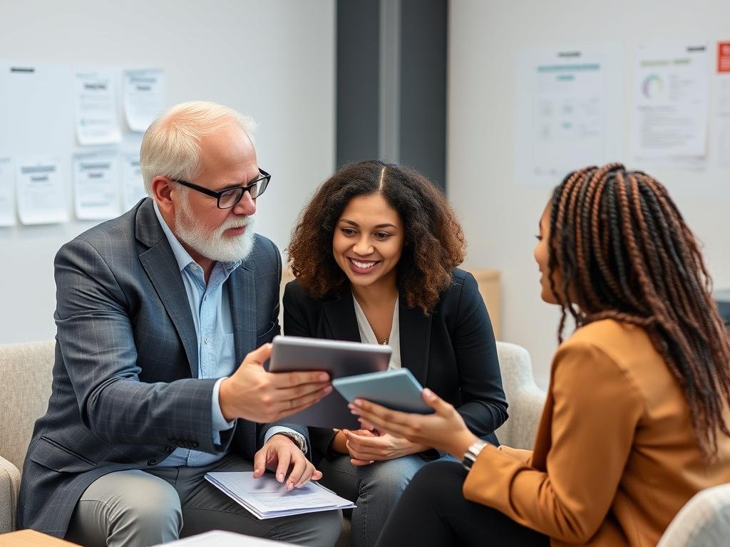Líder mentoreando a un miembro del equipo en una sesión de desarrollo profesional Líder mentoreando a un miembro del equipo en una sesión de desarrollo profesional