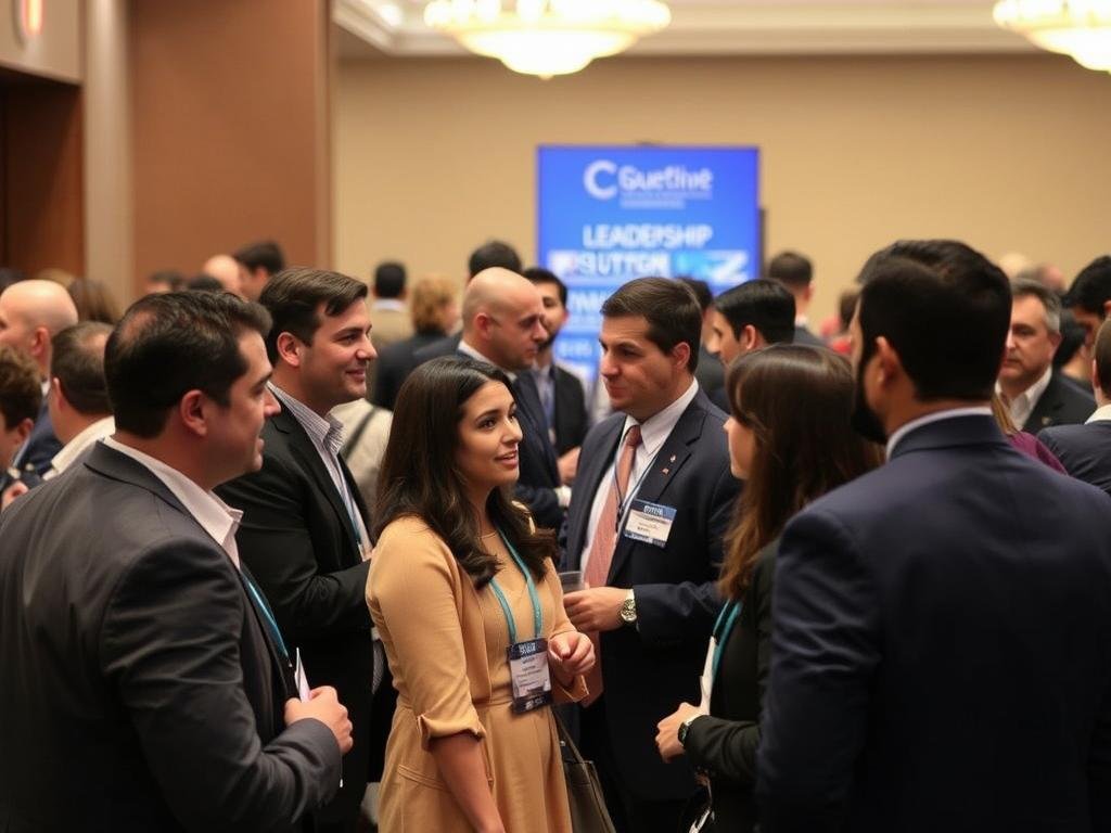 Profesionales networking en un evento de liderazgo Profesionales networking en un evento de liderazgo