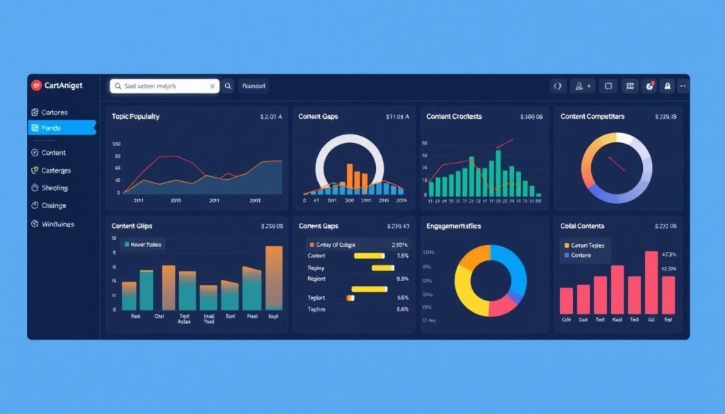 Análisis comparativo de contenido de competidores mostrando temas populares y brechas de contenido Análisis comparativo de contenido de competidores mostrando temas populares y brechas de contenido