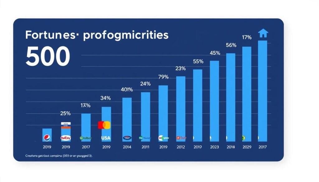 Gráfico mostrando el aumento de programas de mentoría promovida en empresas Fortune 500 Gráfico mostrando el aumento de programas de mentoría promovida en empresas Fortune 500