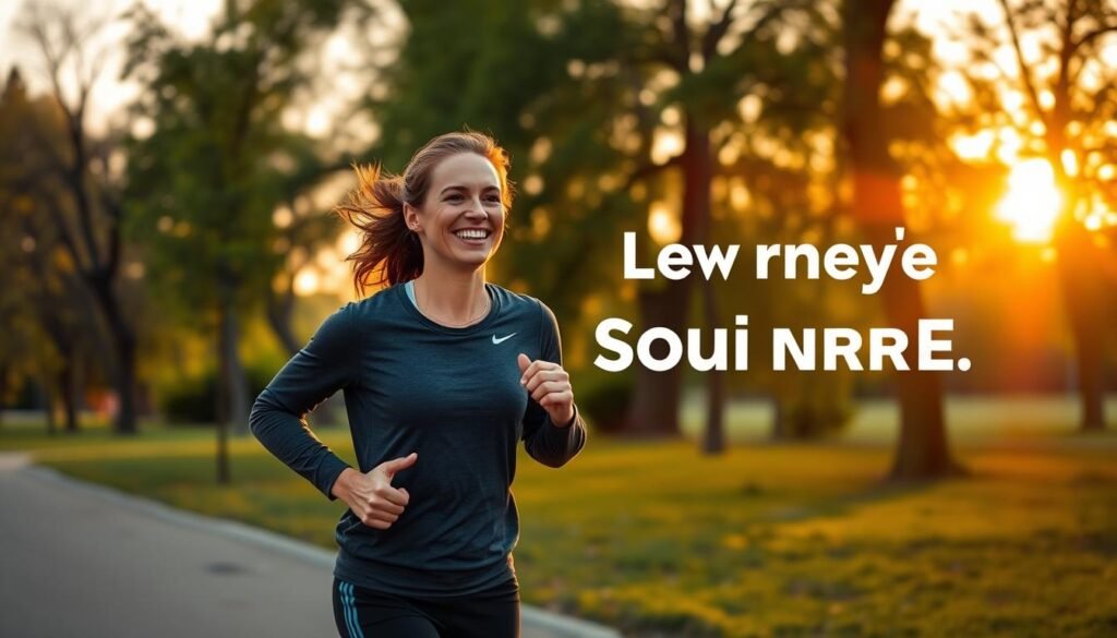 Person exercising outdoors with a smile Person exercising outdoors with a smile