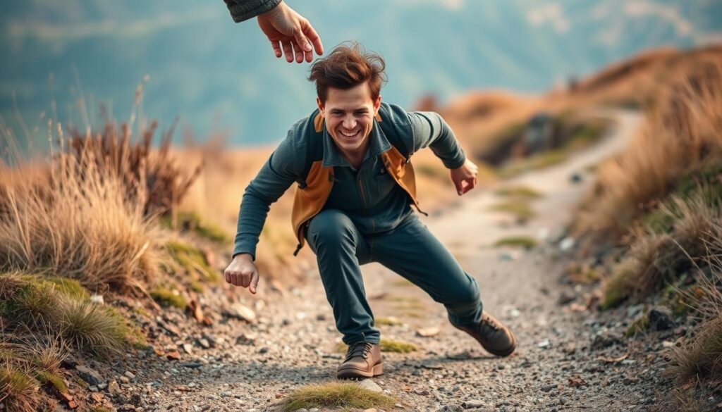 Person getting up after falling, demonstrating resilience Person getting up after falling, demonstrating resilience