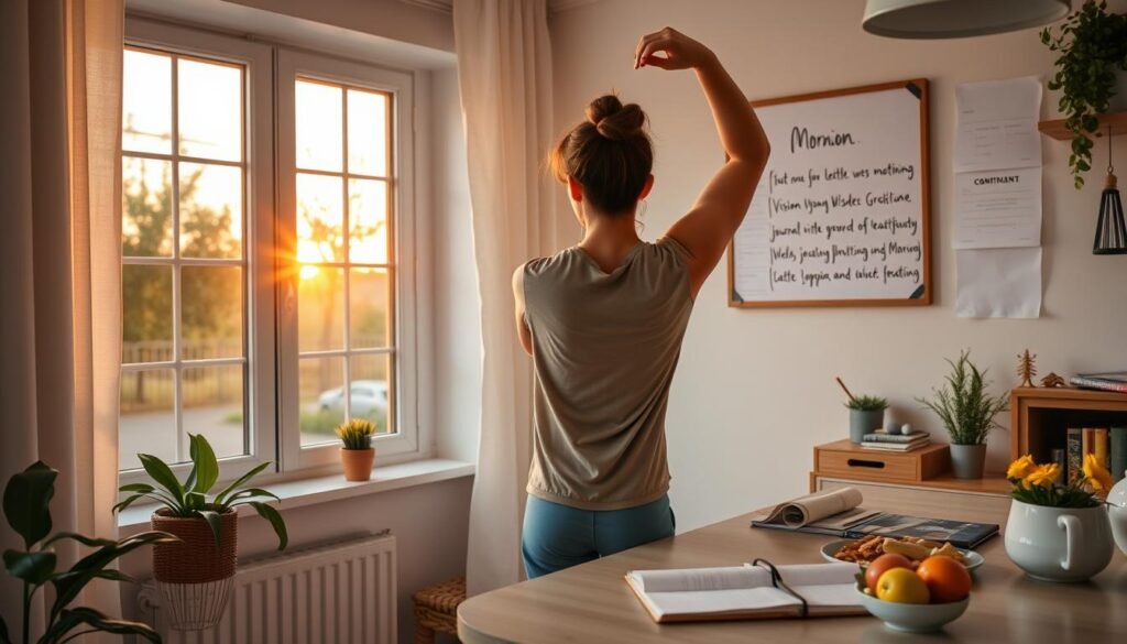 Person implementing positive thinking strategies in daily routine Person implementing positive thinking strategies in daily routine