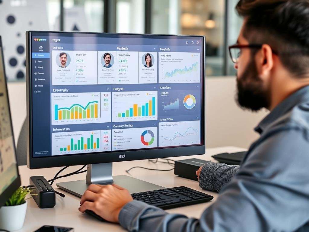 Persona analizando datos de audiencia en una computadora con gráficos y perfiles de usuario Persona analizando datos de audiencia en una computadora con gráficos y perfiles de usuario
