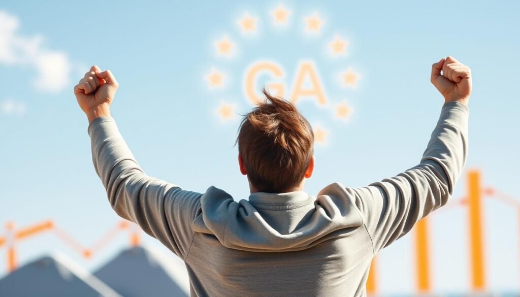 Persona celebrando el logro de objetivos, inspiración para conseguir objetivos en poco tiempo Persona celebrando el logro de objetivos, inspiración para conseguir objetivos en poco tiempo